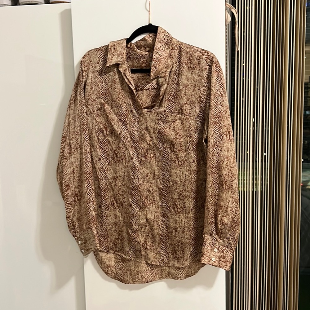 Silk snakeskin button down blouse